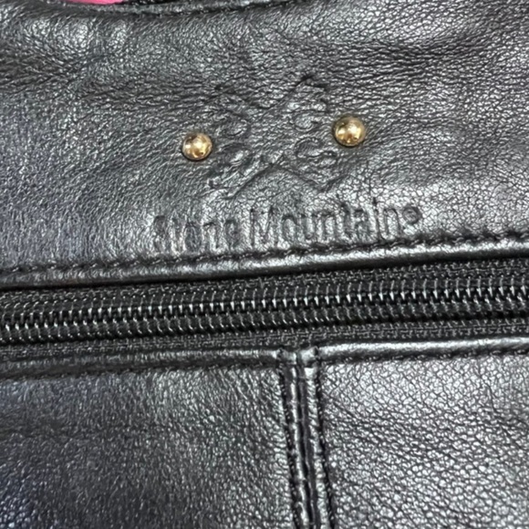 Stone Mountain Heart Quilt Leather Black Cross Body Purse Gold Charm Zipper Bag - Picture 12 of 16